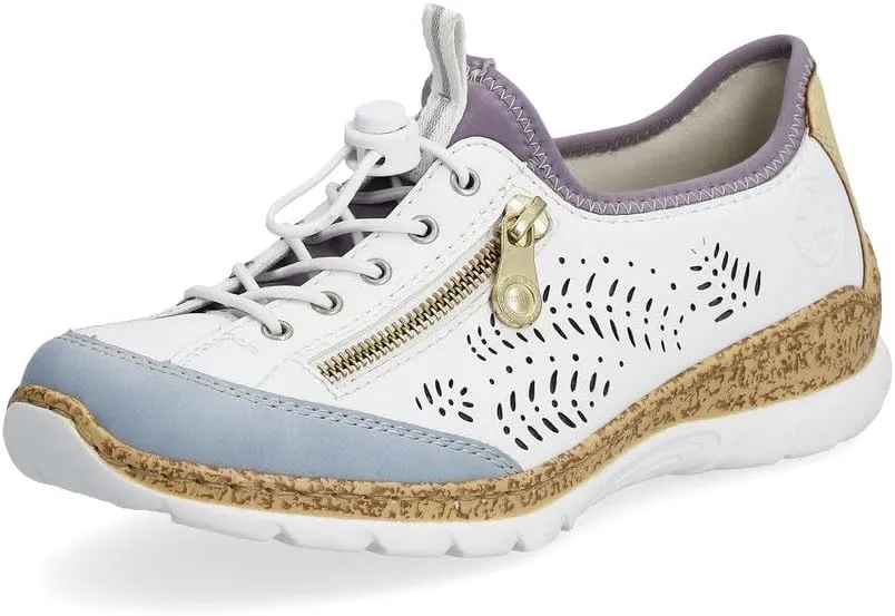 Rieker N42K6 Nikita Slip-On Women's Sneakers - Lightweight Walking Sneakers with Laser Cutouts & Elastic Lacing - Stylish & Flexible for All-Day Comfort
