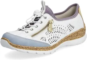 Rieker N42K6 Nikita Slip-On Women's Sneakers - Lightweight Walking Sneakers with Laser Cutouts & Elastic Lacing - Stylish & Flexible for All-Day Comfort