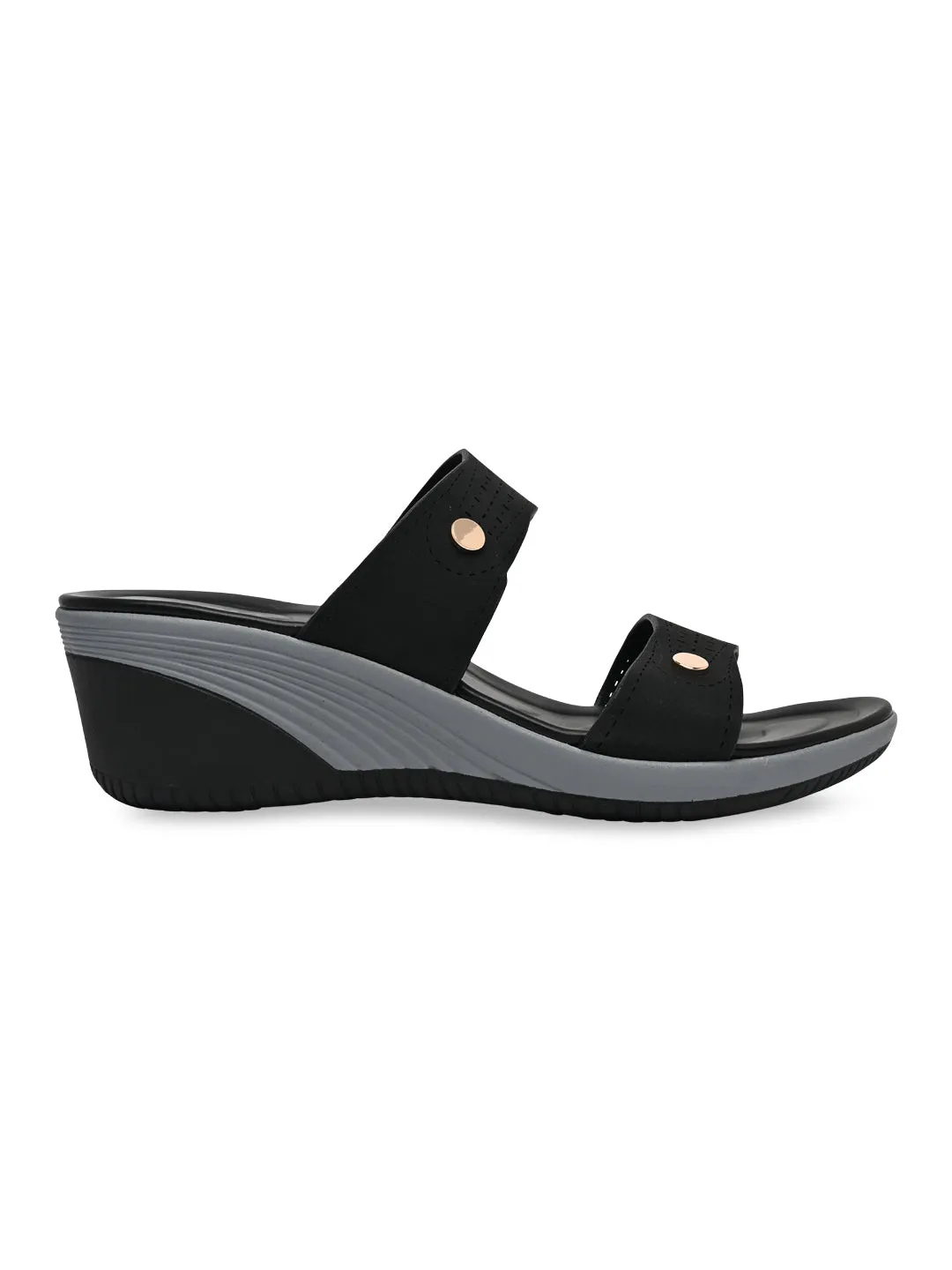 Rocia By Regal Black Women Casual Laser Cut Platforms