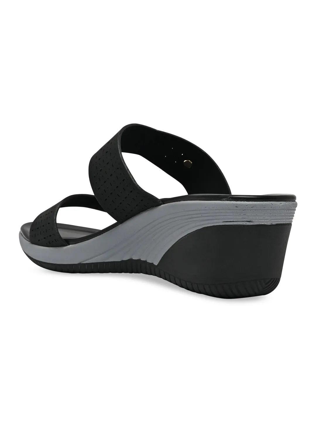 Rocia By Regal Black Women Casual Laser Cut Platforms
