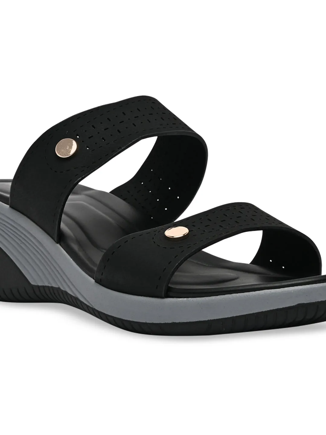 Rocia By Regal Black Women Casual Laser Cut Platforms