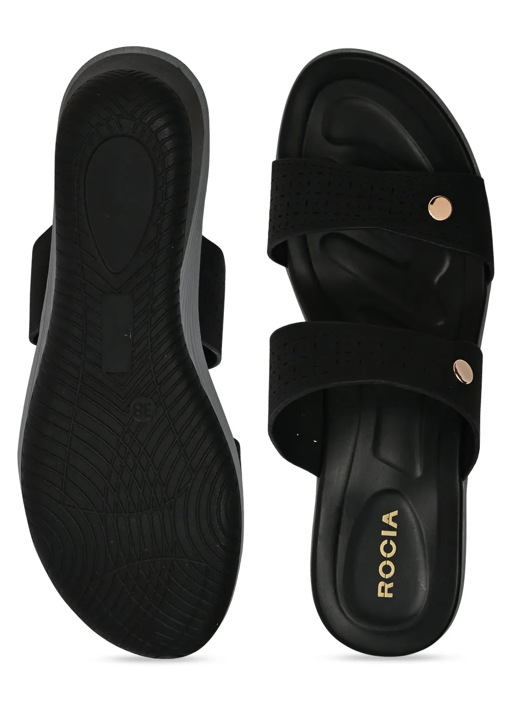 Rocia By Regal Black Women Casual Laser Cut Platforms