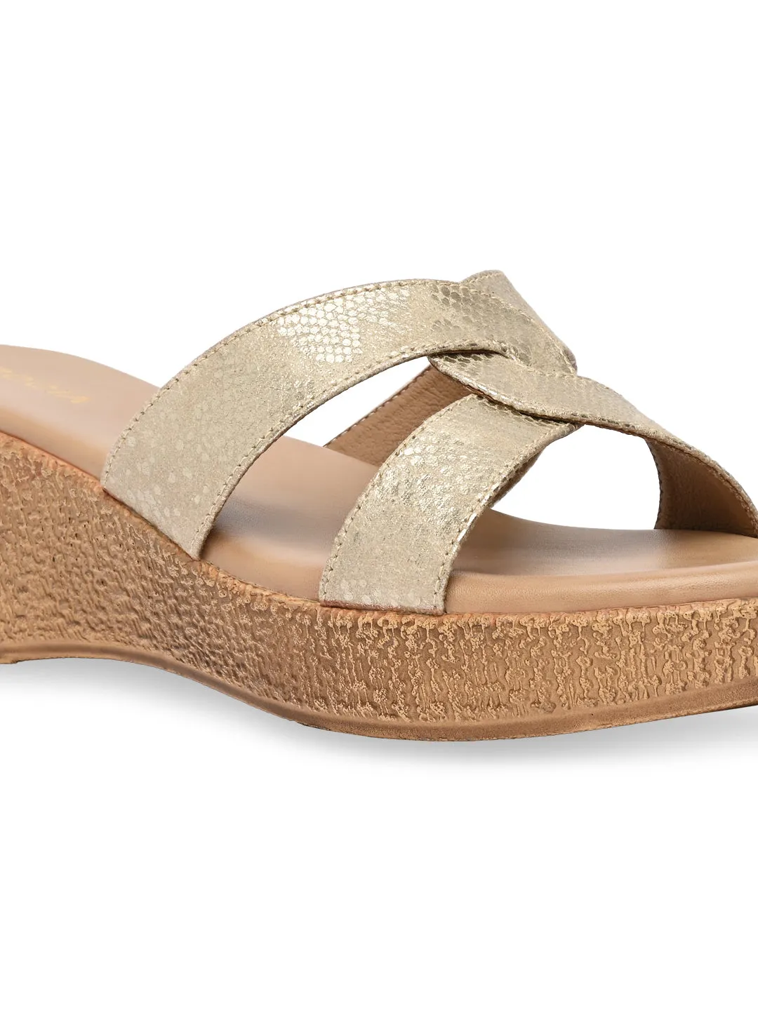 Rocia By Regal Gold Women Shimmery Platform Sandals