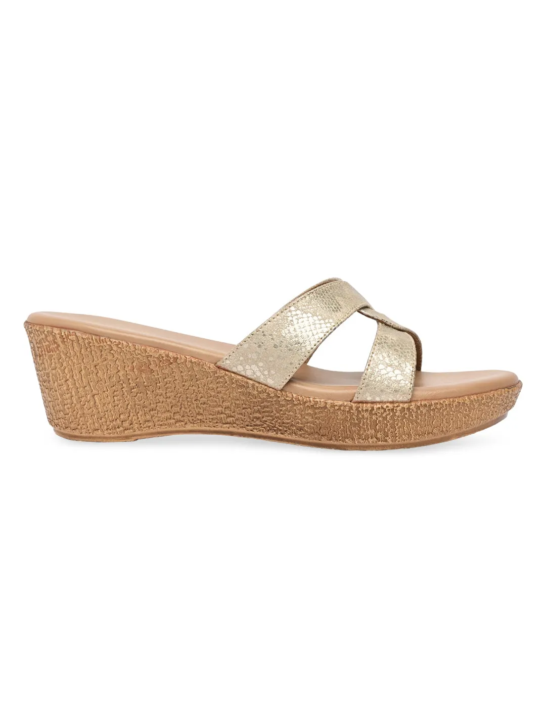 Rocia By Regal Gold Women Shimmery Platform Sandals