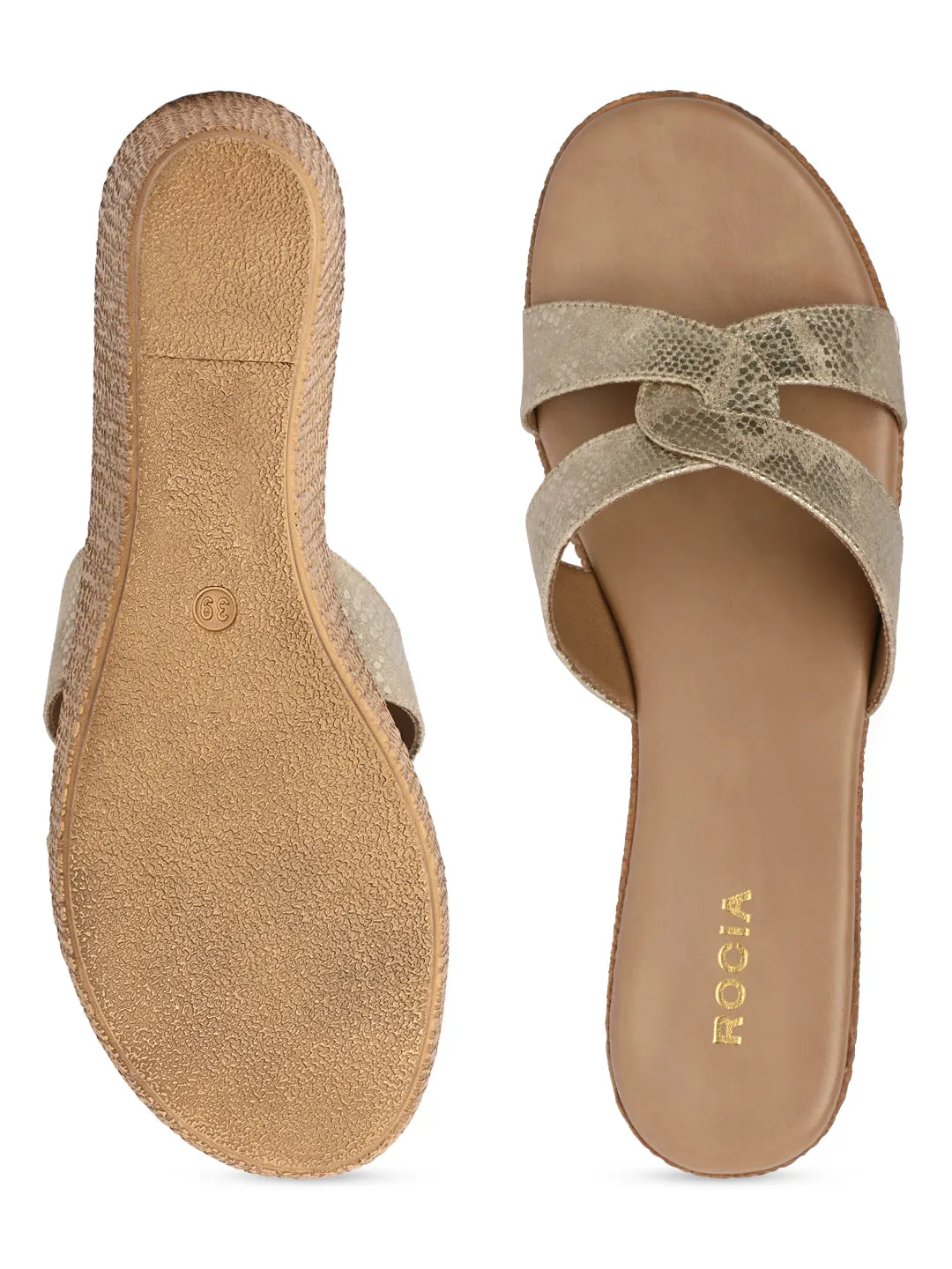 Rocia By Regal Gold Women Shimmery Platform Sandals