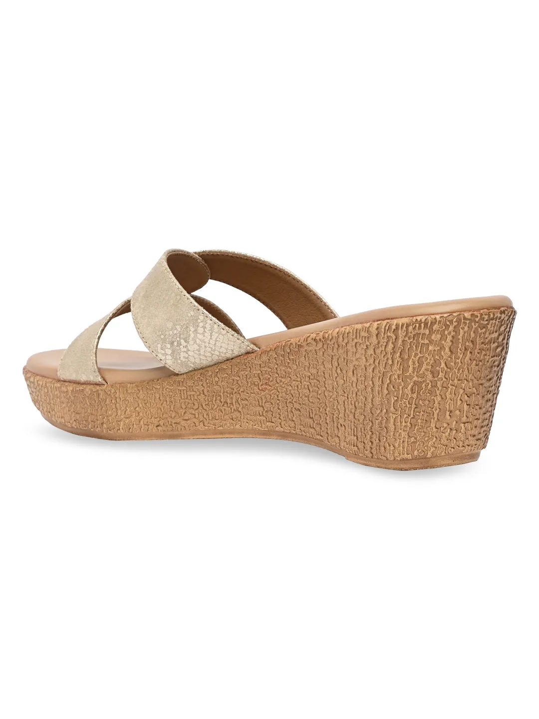 Rocia By Regal Gold Women Shimmery Platform Sandals