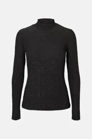 Roll Neck Blouse - Black