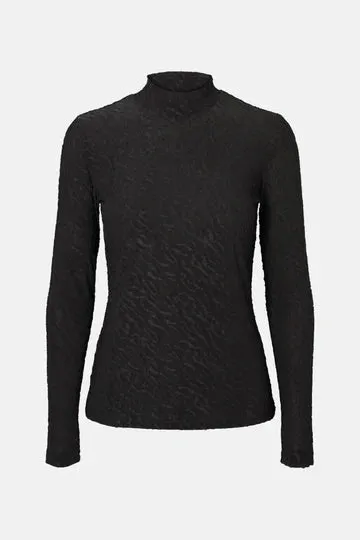 Roll Neck Blouse - Black
