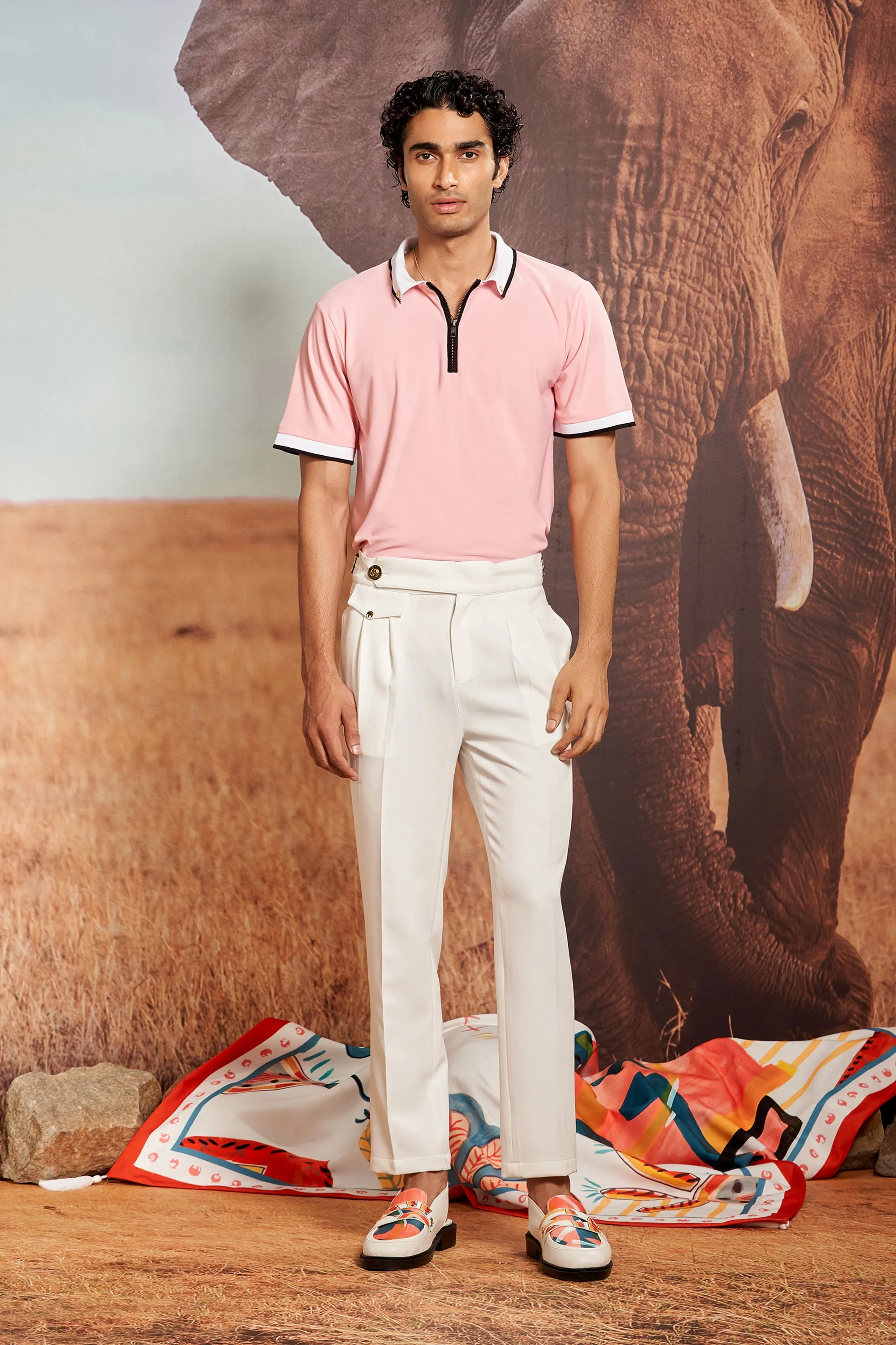 Sakura Polo with Contrast Ribbed Collar