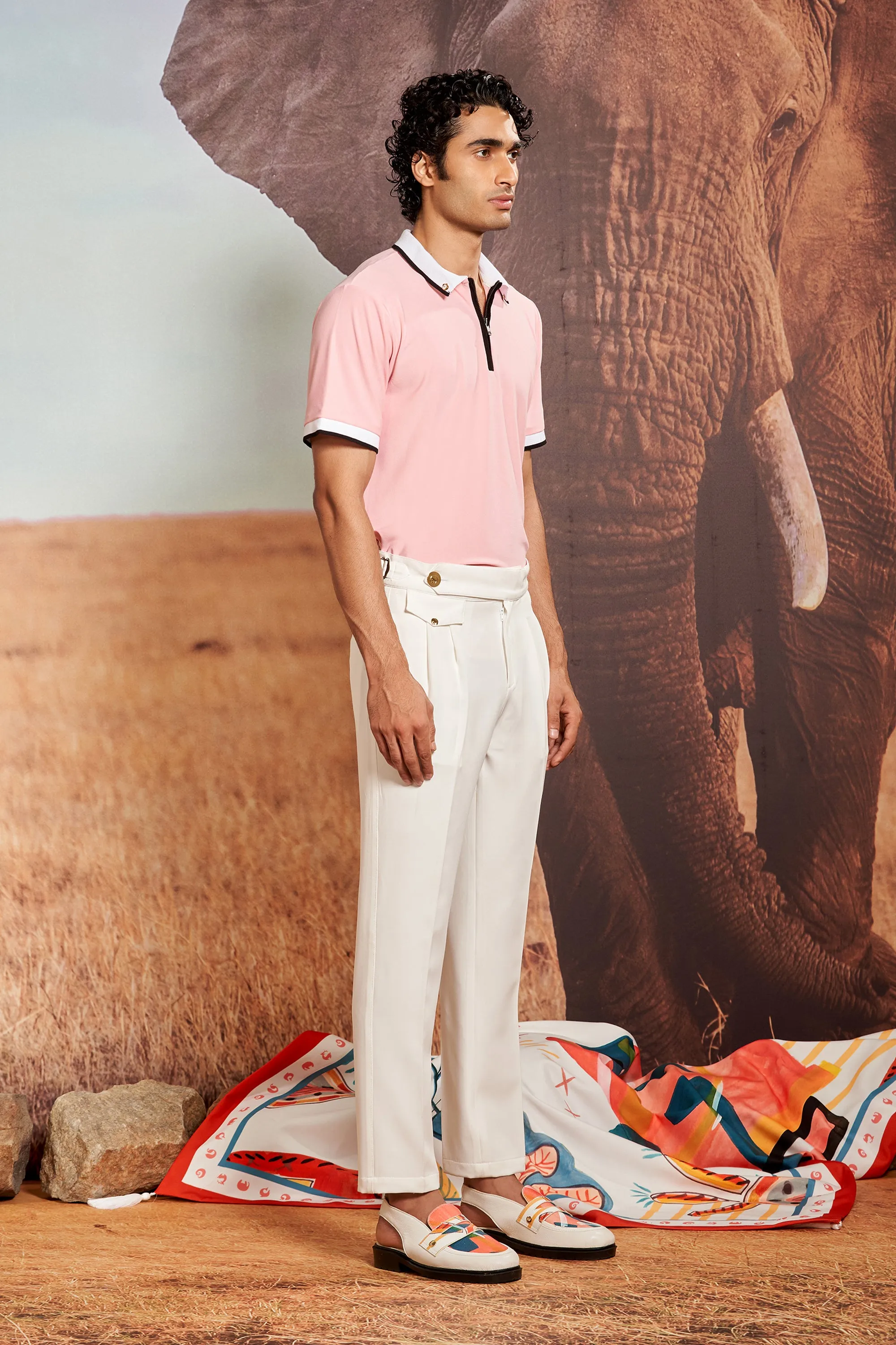 Sakura Polo with Contrast Ribbed Collar