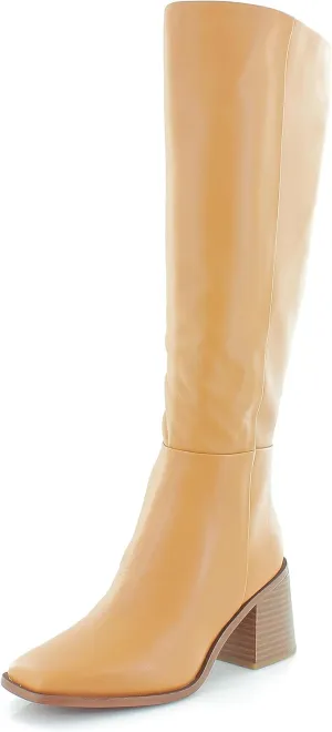 Sam Edelman Wade Stacked Heel Square Toe Retro Wide Calf Knee High Fashion Boots