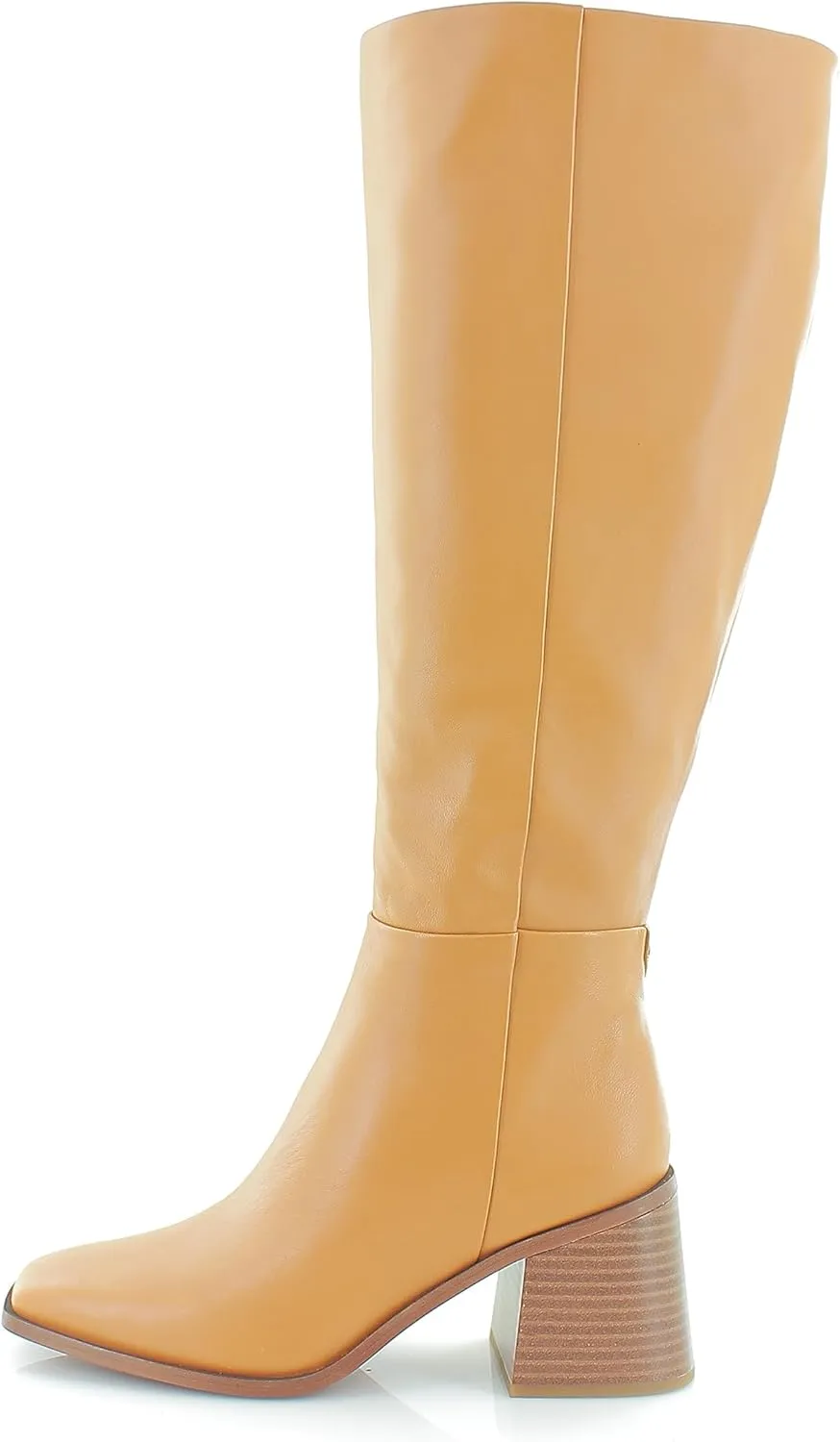 Sam Edelman Wade Stacked Heel Square Toe Retro Wide Calf Knee High Fashion Boots