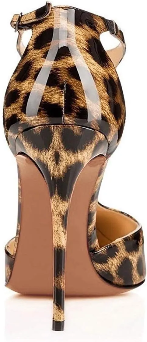 SAMMITOP Women's Peep Toe Pumps High Heels Stilettos Heeled Sandals Ankle Strap Slingback Sandals