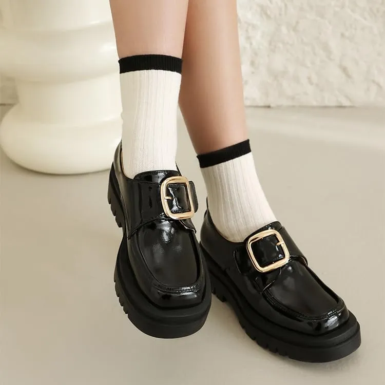SEIFIN Womens Platform Loafers Chunky Women's Loafers Slip-on Fashion Penny Close Round Toe Comfort Chunky Heel Business Casual Shoes Dressy Office Work