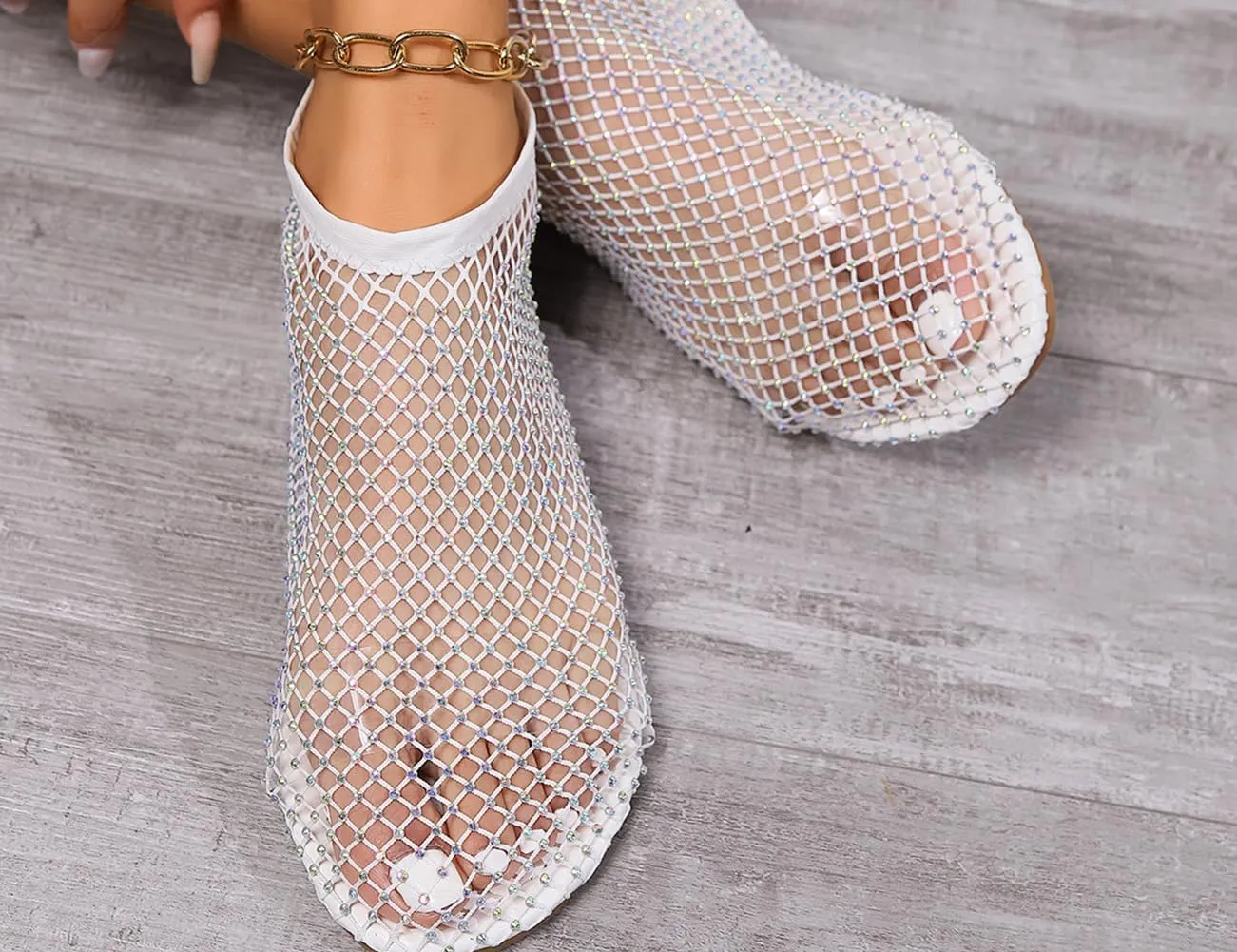 Shiny Gem Mesh Flats Women,Glittery Stretchy Net Shoes Women Ultra Comfortable Shiny Gem Mesh Flats Sparkle Shoe,Sexy Flat Cutout Sparkly Casual Wedding Dress Flats Slip On Sandals