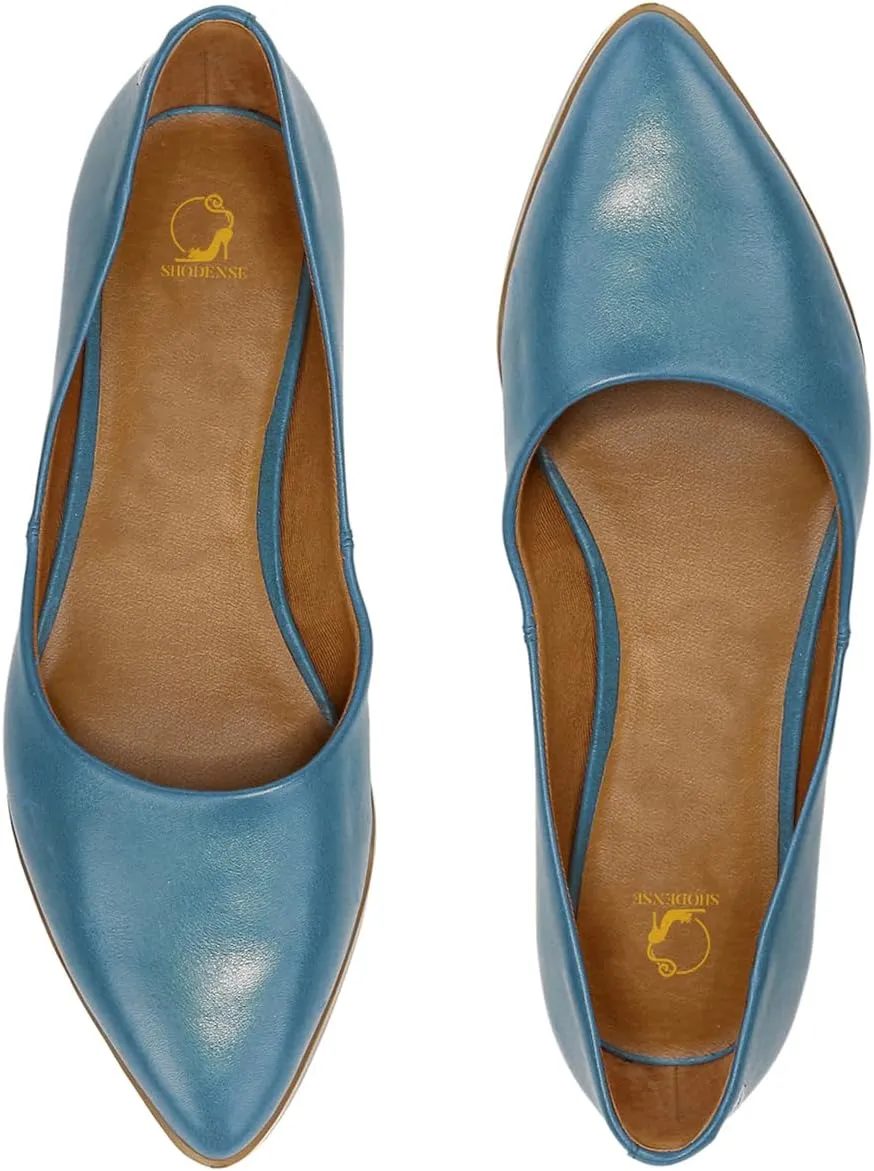 SHODENSE Women Pointed Toe Flats Slip On Ballet Flats Matte Leather Comfort Flat Heel Dress Shoes Closed Pointy Toe Flat Shoes Snakeskin for Ladies Girls Work Casual Club Driver Flats Fall 4-11 M US