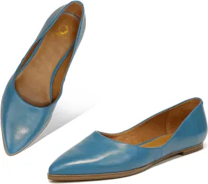 SHODENSE Women Pointed Toe Flats Slip On Ballet Flats Matte Leather Comfort Flat Heel Dress Shoes Closed Pointy Toe Flat Shoes Snakeskin for Ladies Girls Work Casual Club Driver Flats Fall 4-11 M US