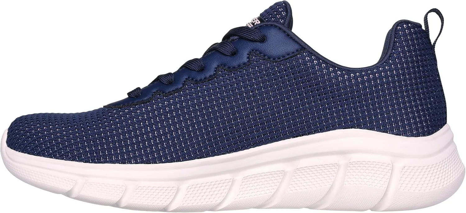 Skechers Women's BOBS Sport Sneakers-Visionary Essence Two Tone Knit Lace Up Machine Washable Vegan Shoes