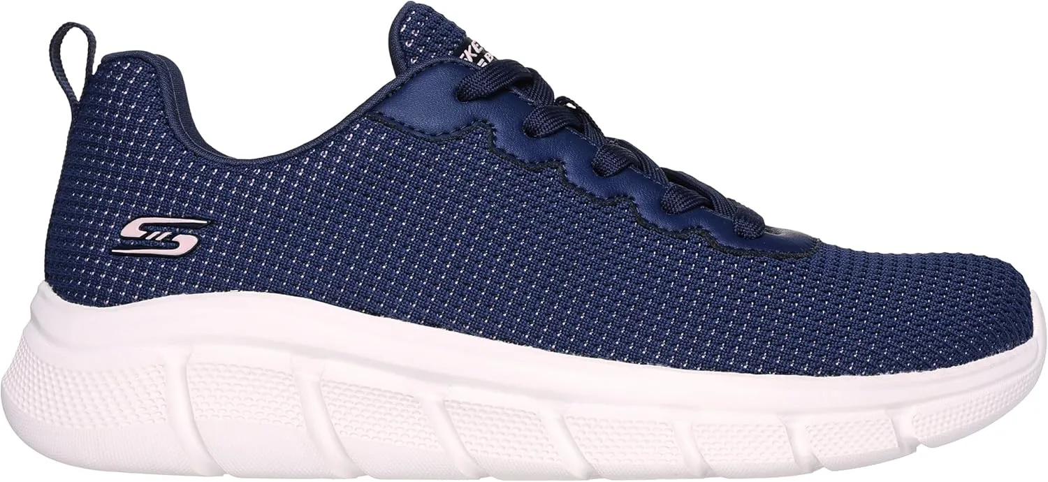 Skechers Women's BOBS Sport Sneakers-Visionary Essence Two Tone Knit Lace Up Machine Washable Vegan Shoes