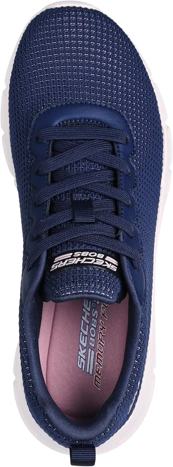 Skechers Women's BOBS Sport Sneakers-Visionary Essence Two Tone Knit Lace Up Machine Washable Vegan Shoes