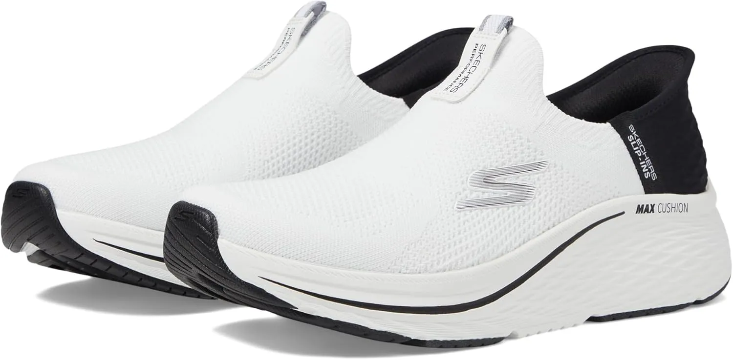 Skechers Women's Max Cushioning Elite 2.0 Hands-Free Slip-ins – Air-Cooled Memory Foam, Heel Pillow Sneaker, White/Black, 5 Wide