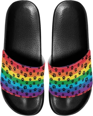 Slide Sandals, Beach Flats for Women, Comfotable Open Toe Non Slip Summer Shoes for Gym, Pool, Camping, Beach