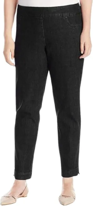 SLIM-SATION Women's Wide Band Regular Length Pull-on Straight Leg Pant with Tummy Control