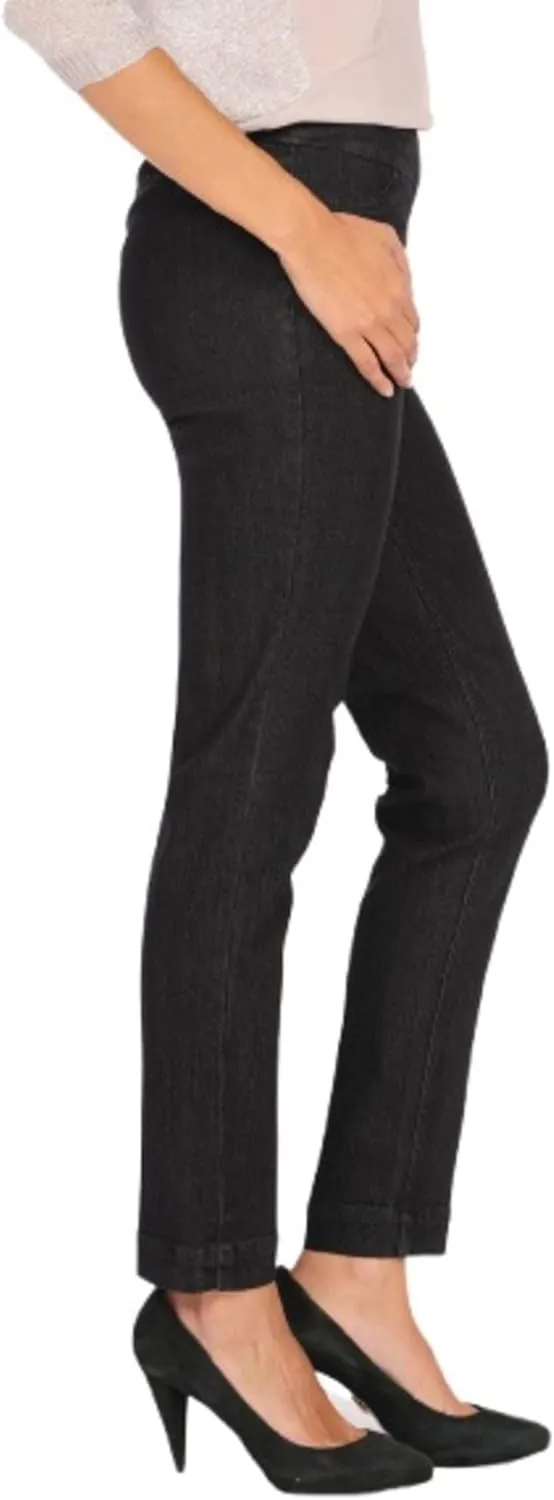 SLIM-SATION Women's Wide Band Regular Length Pull-on Straight Leg Pant with Tummy Control