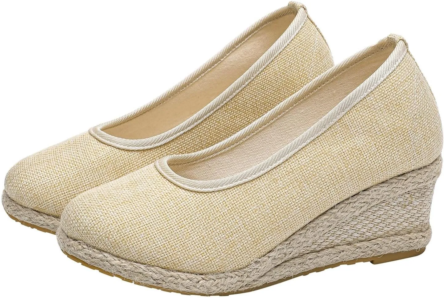 Slip On Women Beach Shoes Round Summer Breathable Fashion Sandals Wedges Toe Comfortable Women's Sandals Lady Slip Walking Shoe