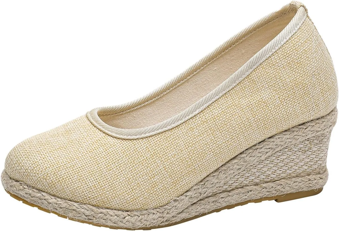 Slip On Women Beach Shoes Round Summer Breathable Fashion Sandals Wedges Toe Comfortable Women's Sandals Lady Slip Walking Shoe