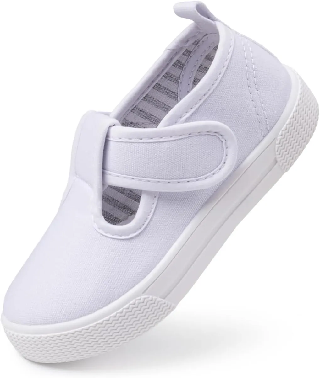 Sonsage Toddler Boys Girls Canvas Sneakers Soft Sole T-Strap Shoes Lightweight Comfy Classical Flats Non Skid Shoe for Little Kids
