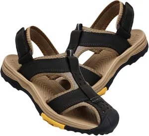 Sports Outdoor Sandals Summer Men's Beach Shoes Leather Sandals for Men Closed Toe Trekking Walking Hiking Sandals Shoes