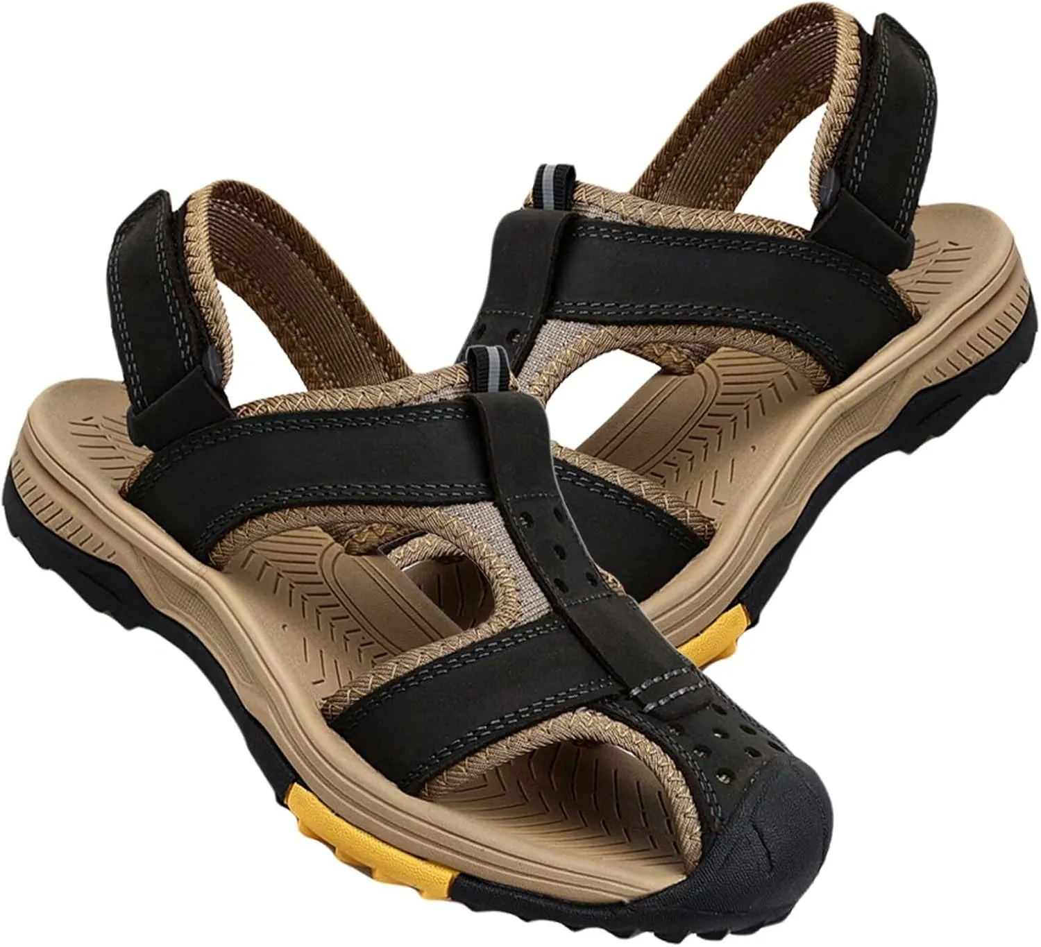 Sports Outdoor Sandals Summer Men's Beach Shoes Leather Sandals for Men Closed Toe Trekking Walking Hiking Sandals Shoes