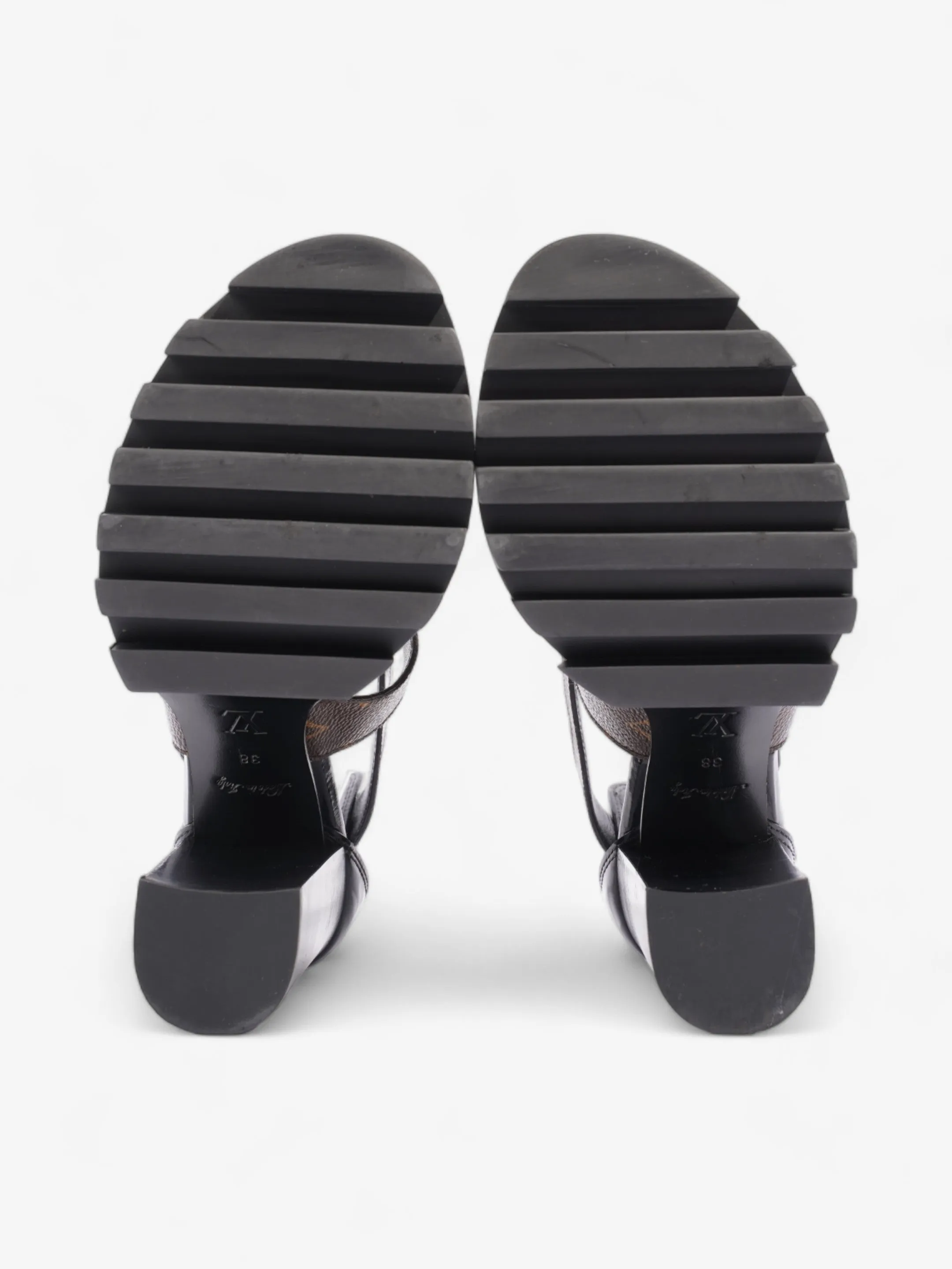 Star Trail Sandals 100 Black / Brown Monogram Patent Leather EU 38 UK 5