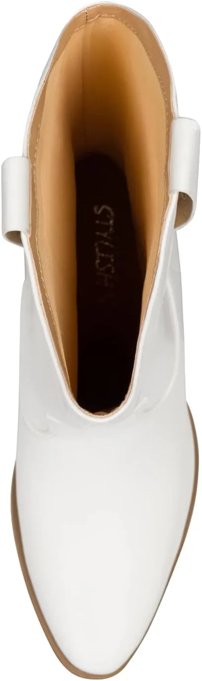 STYLISH S ONYX - Women's Western Cowgirl Stacked Heel Pointed Toe Mid Calf High Heel Boots