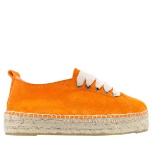 Suede Lace-Up Espadrilles Hamptons Sunset Orange