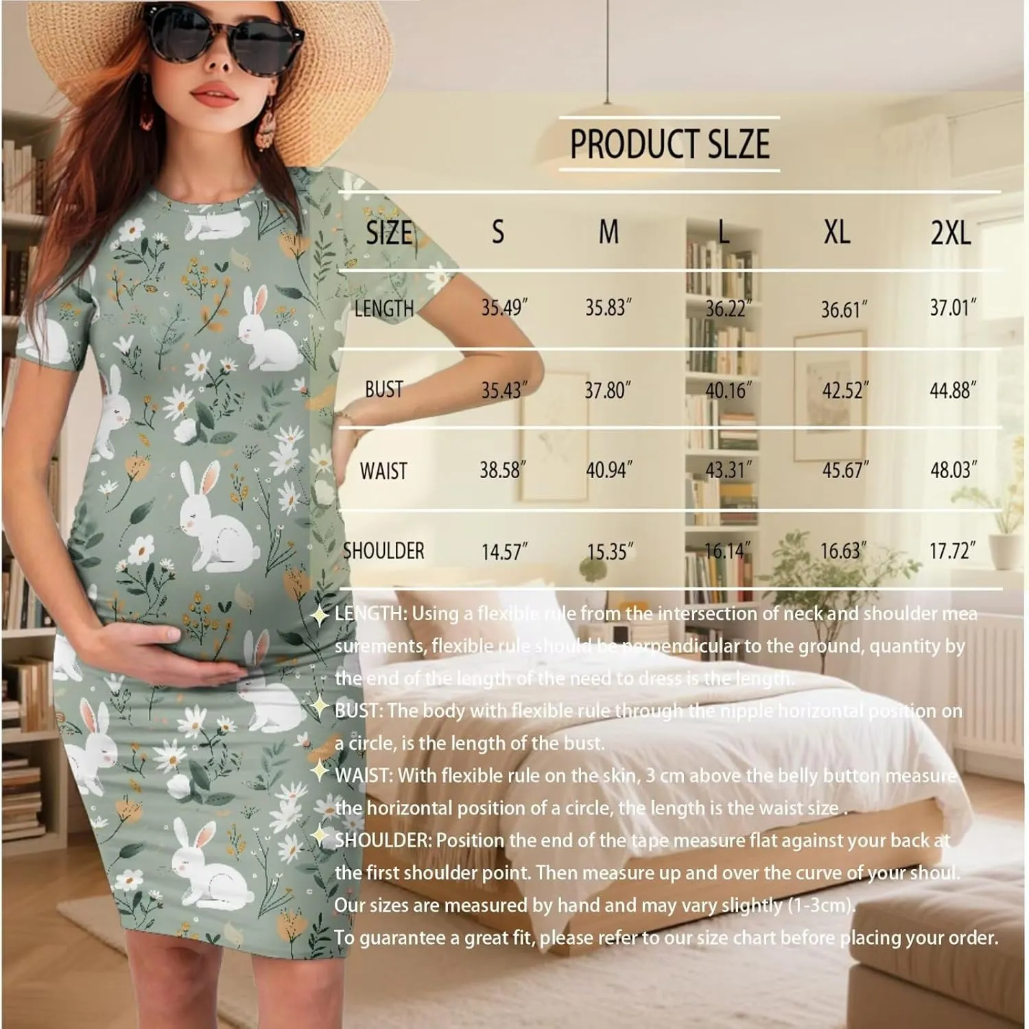 Summer Maternity Long Dresses Side Ruffles Design Baby Shower Baby Friendly Gender Reveal