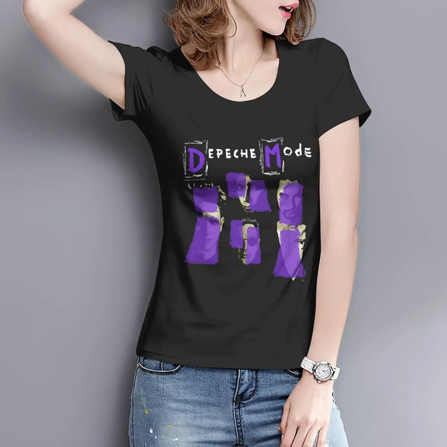 T Shirt Depeche Music Mode Fashion Womens Short Sleeve Tops Summer O-Neck Tee Black
