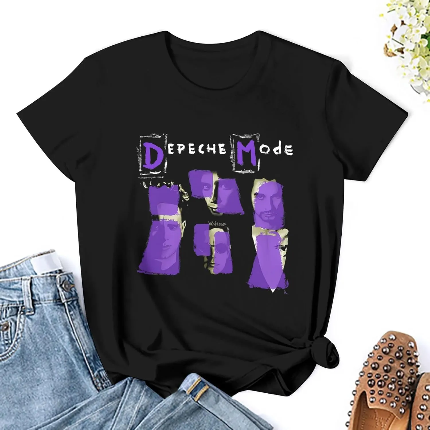 T Shirt Depeche Music Mode Fashion Womens Short Sleeve Tops Summer O-Neck Tee Black