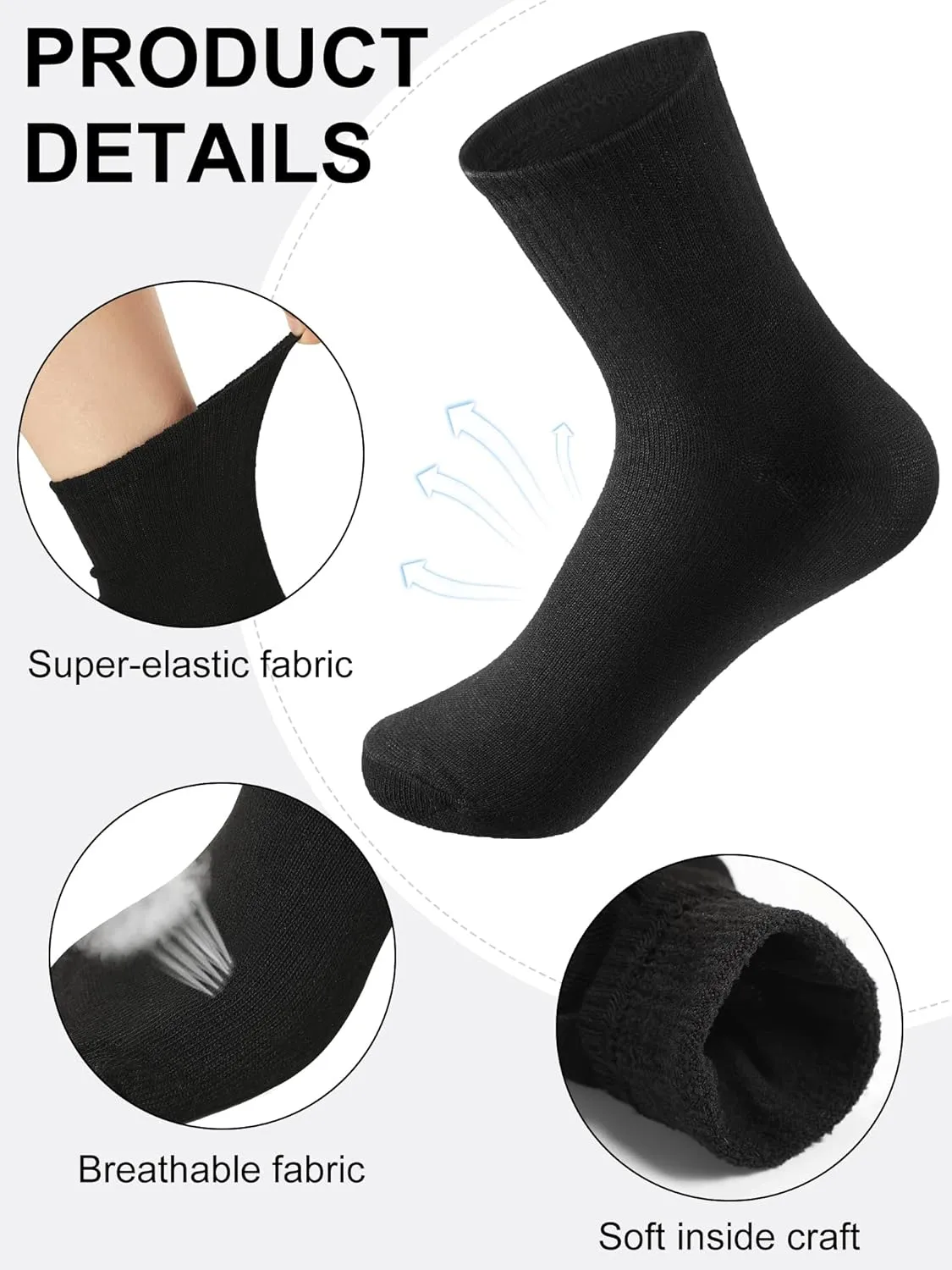 Tarpop 100 Pairs Bulk Mens Socks Moisture Wicking Casual Sports Ankle Socks for Homeless Unisex Adult Men Women