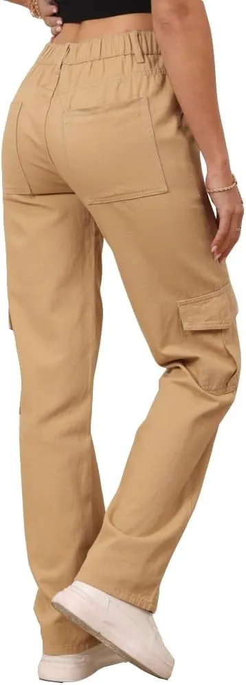 THWEI Cargo Pants for Women High Waisted Casual Pants Y2K Streetwear with 6 Pockets