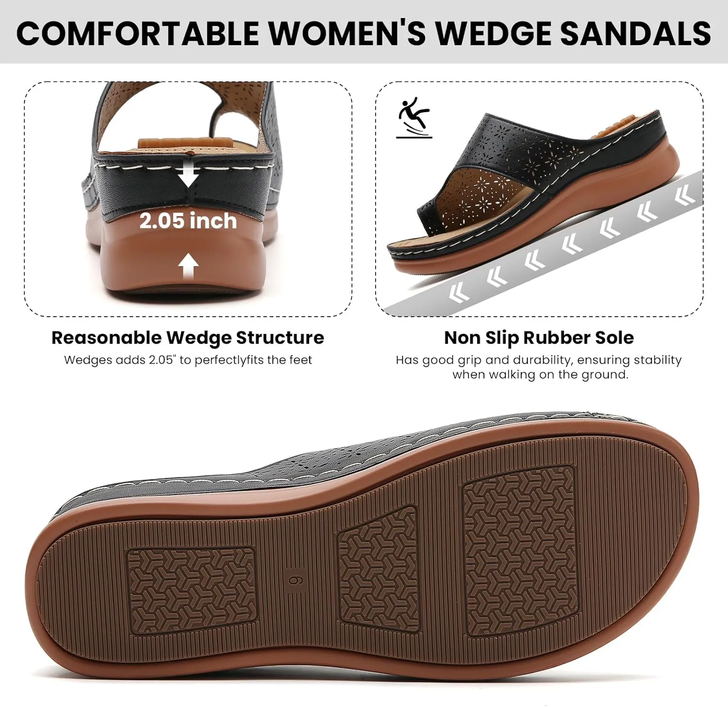 Tilocow Sandals Women Wedge Shoes - Orthopedic Comfortable Arch Support Platform Sandals for Women Wedge Summer Dressy Flip Flop Casual Bunion Breathable Shoes