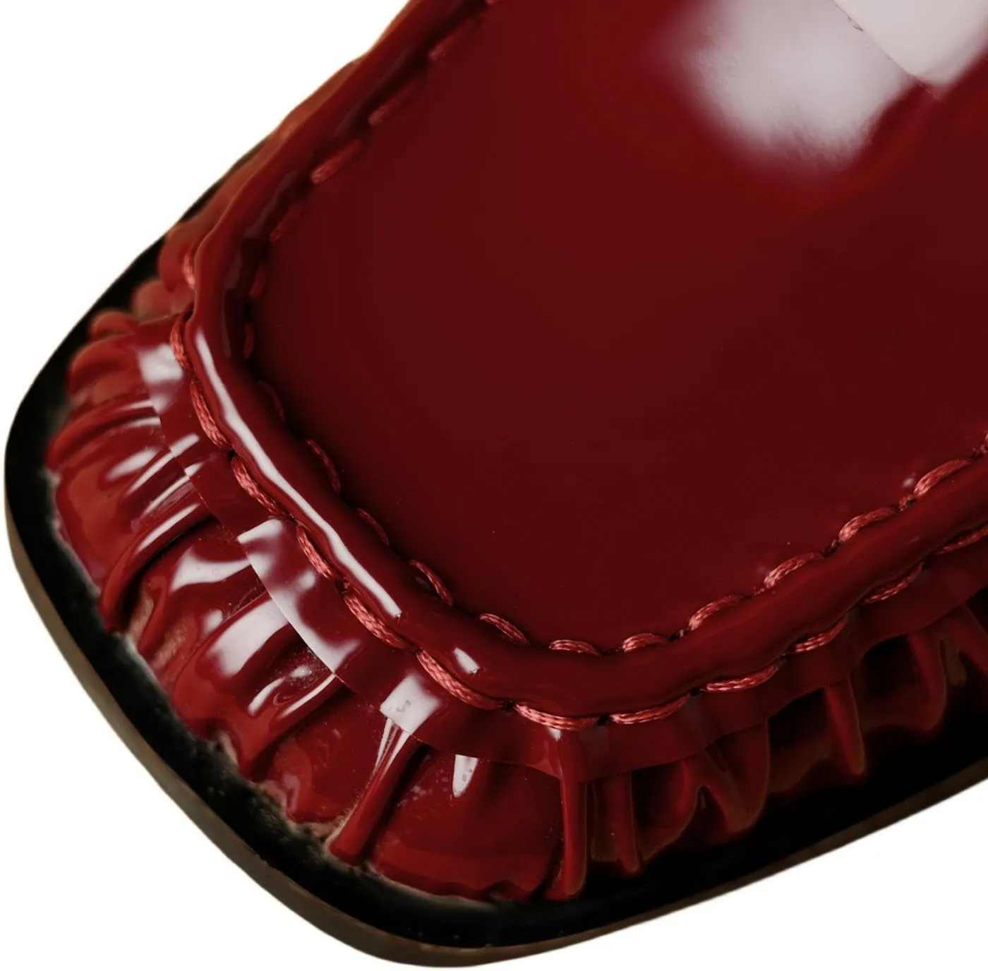 TinaCus Women's Patent Leather Square Toe Pleated Chunky Heel Handmade Loafers Shoes