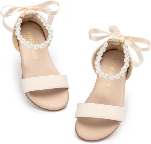 Toddler Girl Sandals - Flower Girl Summer Dress Shoes Open Toe Little Kid Wedding Party
