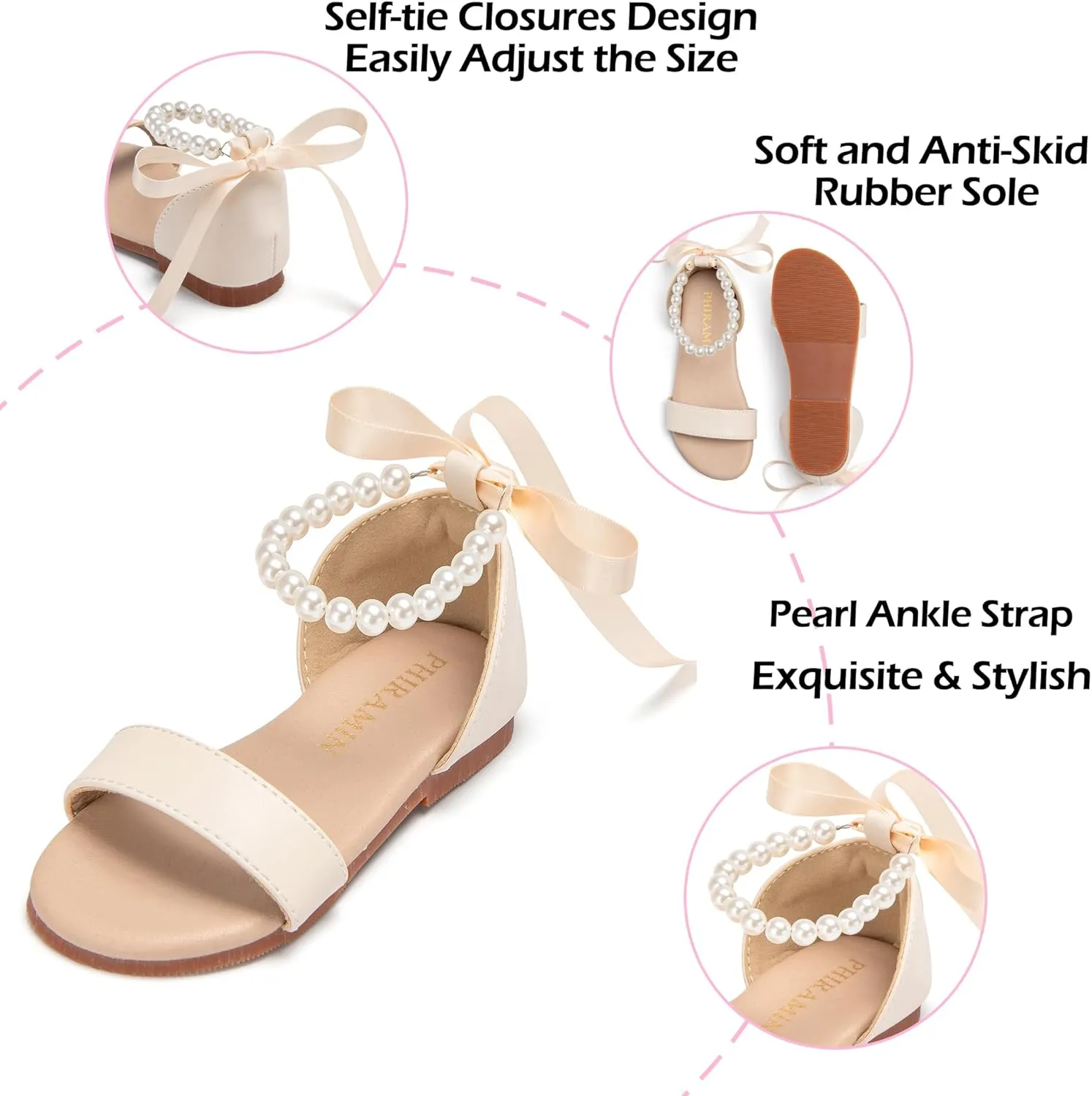 Toddler Girl Sandals - Flower Girl Summer Dress Shoes Open Toe Little Kid Wedding Party