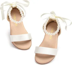 Toddler Girl Sandals - Flower Girl Summer Dress Shoes Open Toe Little Kid Wedding Party