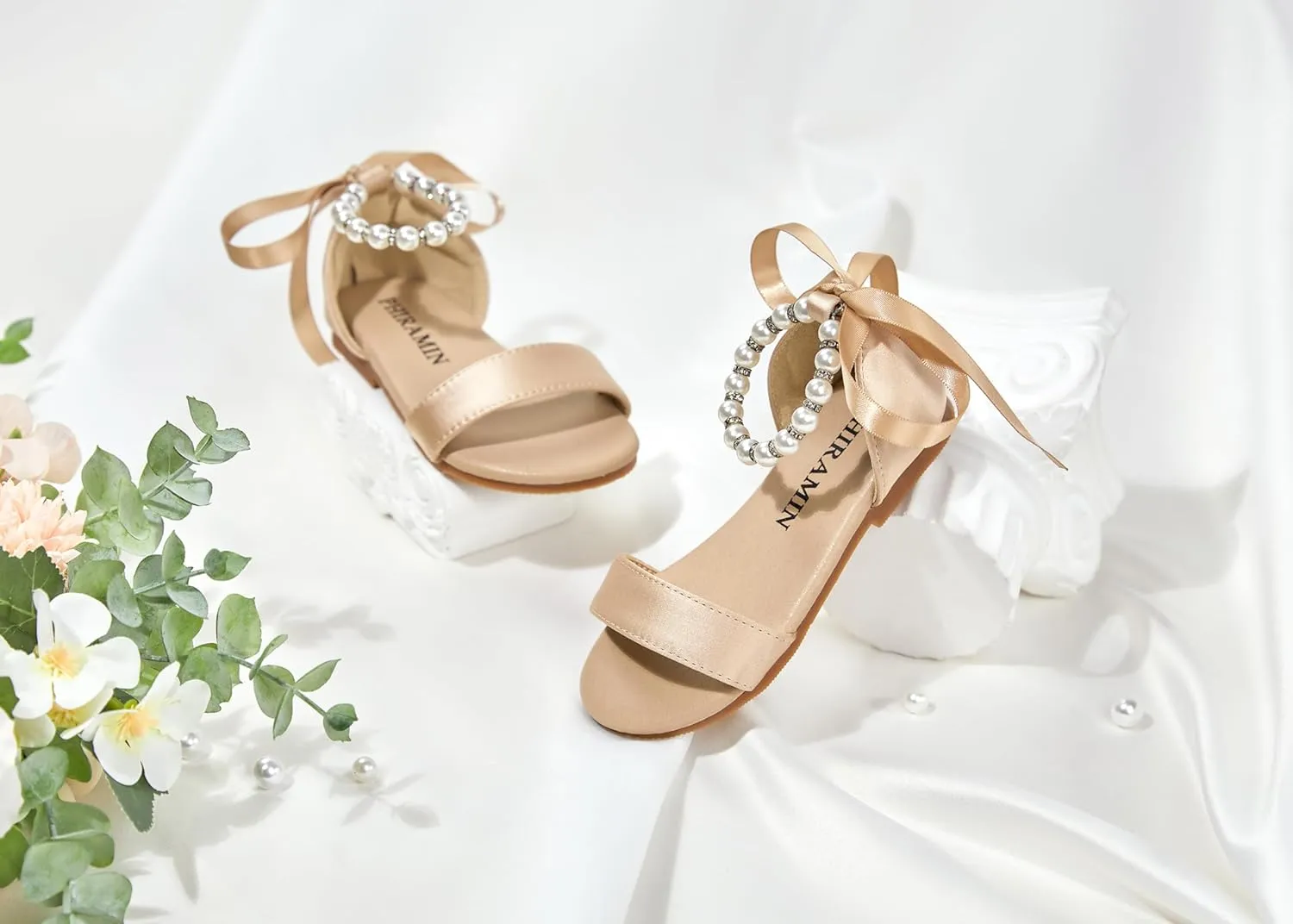 Toddler Girl Sandals - Flower Girl Summer Dress Shoes Open Toe Little Kid Wedding Party