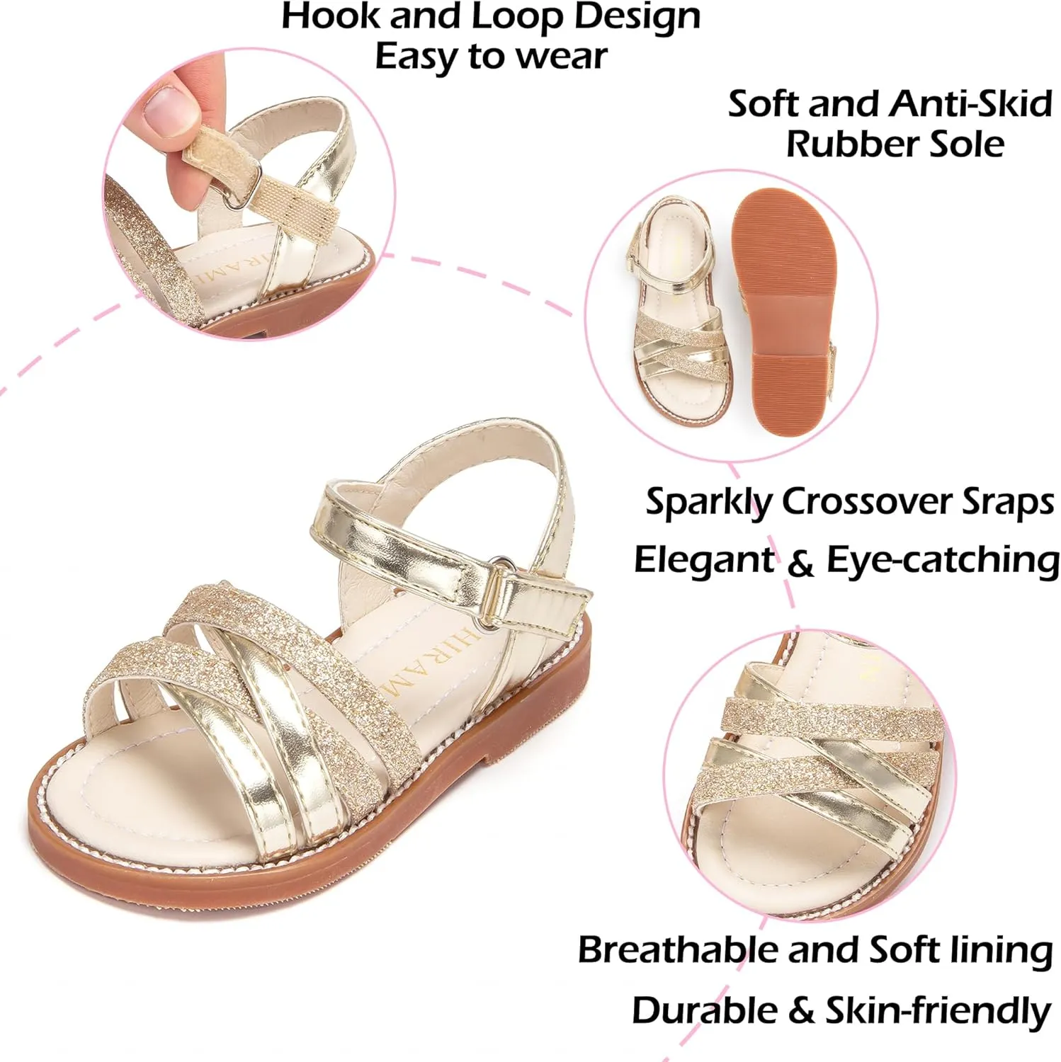 Toddler Girl Sandals - Flower Girl Summer Dress Shoes Open Toe Little Kid Wedding Party