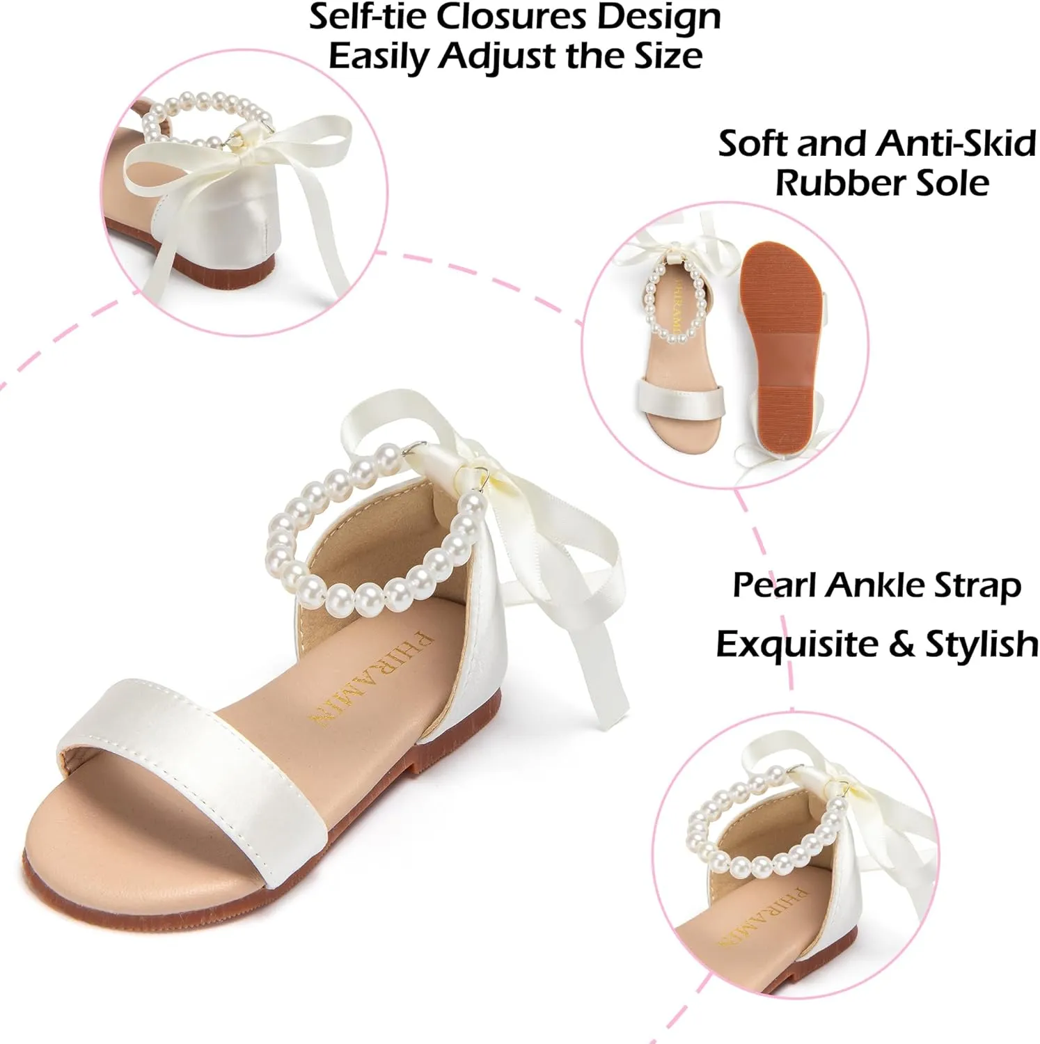 Toddler Girl Sandals - Flower Girl Summer Dress Shoes Open Toe Little Kid Wedding Party