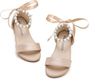 Toddler Girl Sandals - Flower Girl Summer Dress Shoes Open Toe Little Kid Wedding Party